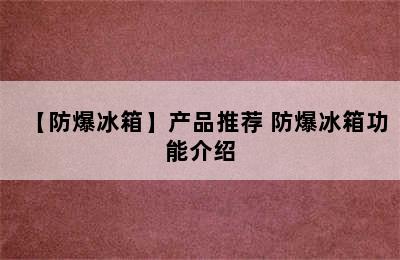 【防爆冰箱】产品推荐 防爆冰箱功能介绍